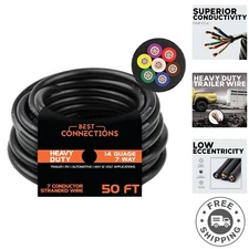Versatile 50ft 7 Way Trailer Wiring Harness - Heavy-Duty Color-Coded Solution