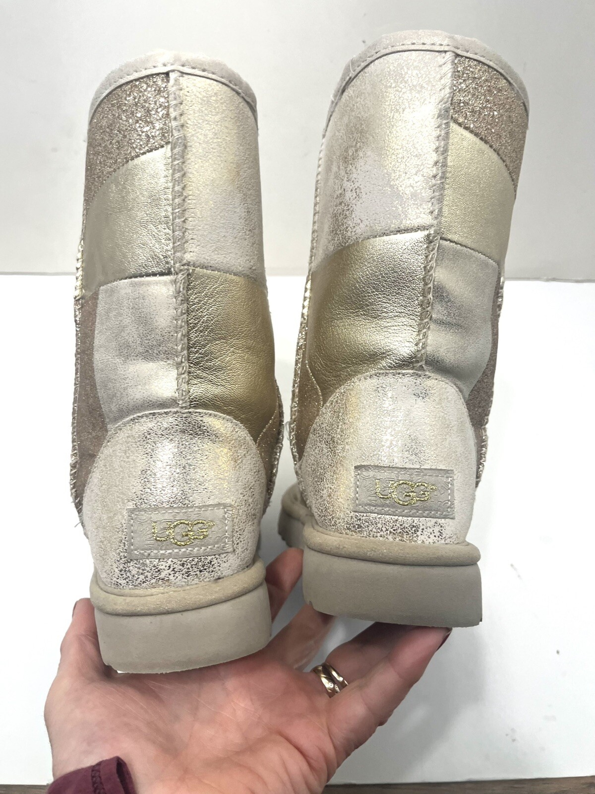 Rare UGG Classic Gold Glitter Patchwork Pull On S… - image 7