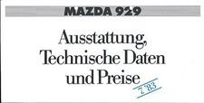 Auto Brochure - Mazda - 929 - Specifications - 1983 - GERMAN prospekt (A1229) 