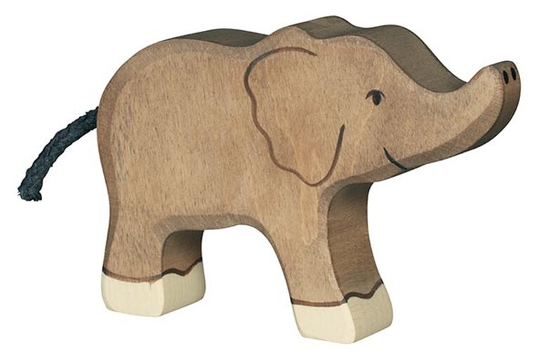 Holztiger 80537 Elephant Small Trunk High 12 CM Wooden Figures Series Wild