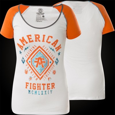 AMERICAN FIGHTER Affliction Damen T-Shirt Kendall Weiß/Orange