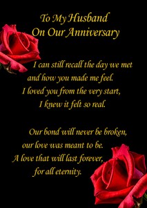 Anniversary Poem Verse Greeting Card Husband Wife Boyfriend Soulmate Fiance Ebay