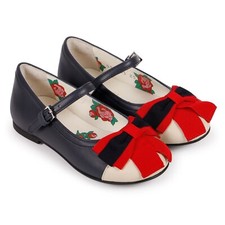 NIB NEW Gucci Girls blue white red web bow ballet flats shoes 20 26 27 552945