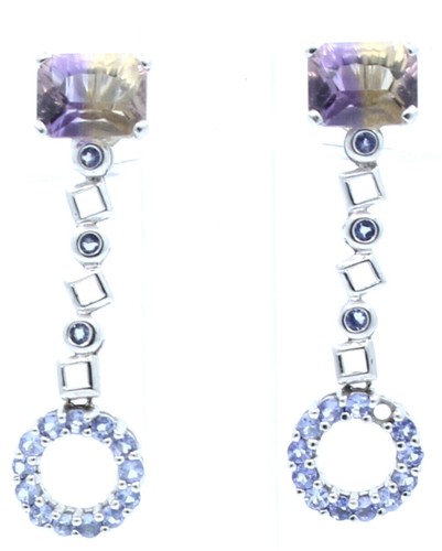 Boucles D'oreilles Pendantes Avon - Violet, Strass Goutte, Pierres Bleues, Occasion