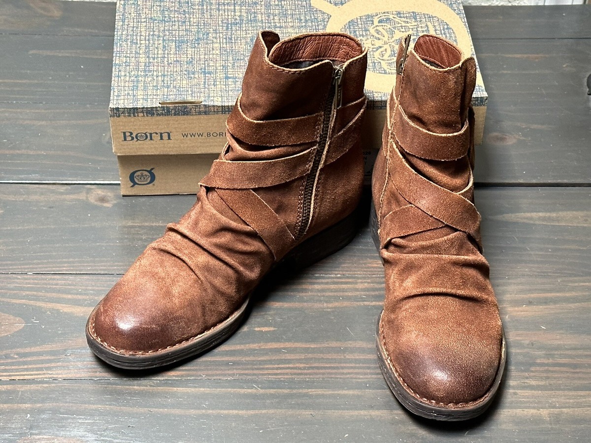 Born Women’s Eton Distressed Rust Brown Shortie Booties Size Ankle  Boots