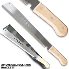 21" High Carbon Steel Blade Machete w/Wood Handle