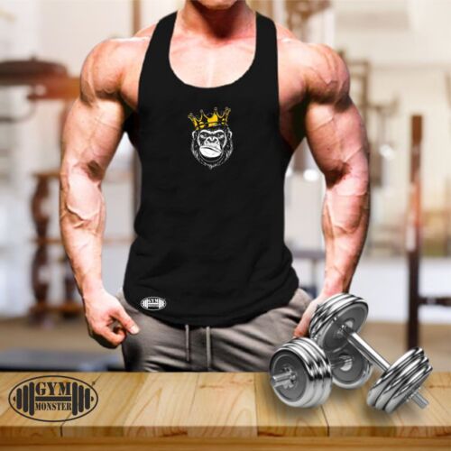 Angry King Gorilla Vest Gym Clothing Bodybuilding Training Workout MMA Tank Top - Afbeelding 1 van 10