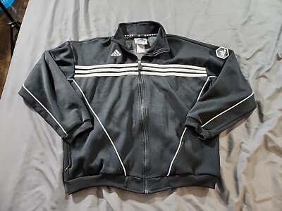 Adidas Soccer Jacket Size XL Men s Black, Logo Warm Up White Stripes Full Zip