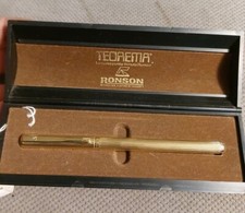 Penna sfera RONSON Teorema Gold | finiture Oro 18ct | Ballpoint pen | New  80s
