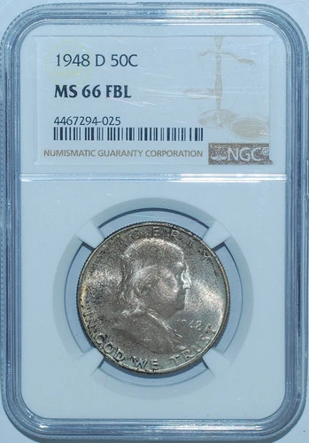 1948 D NGC MS66FBL Full Bell Lines Franklin Half Dollar