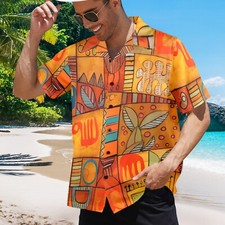 Hawaiian Shirt. Colorful tribal pattern. Summer Beach