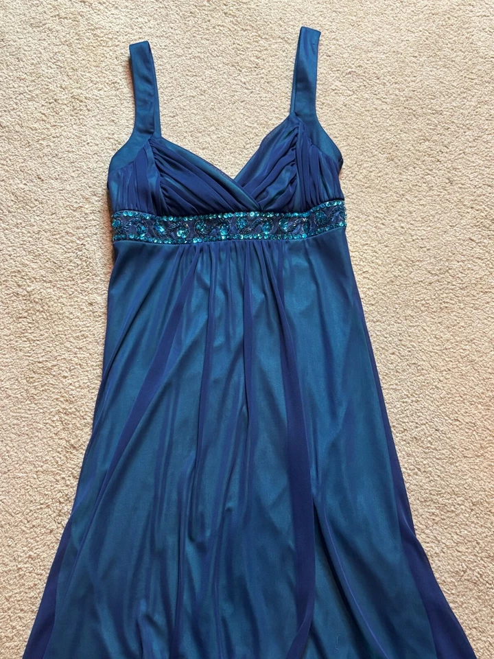 Nuevo con etiquetas Vestido Midi City Triangles Años 90 Y2K Vintage Azul Malla Boho Hada Capricho M Foto 2 de 4