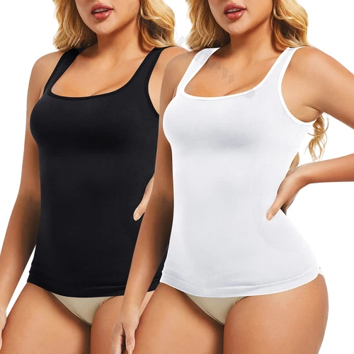 Women Seamless Slim Vest Tummy Control Body Shaper Compression Ribbed Tank Top - Picture 25 of 27