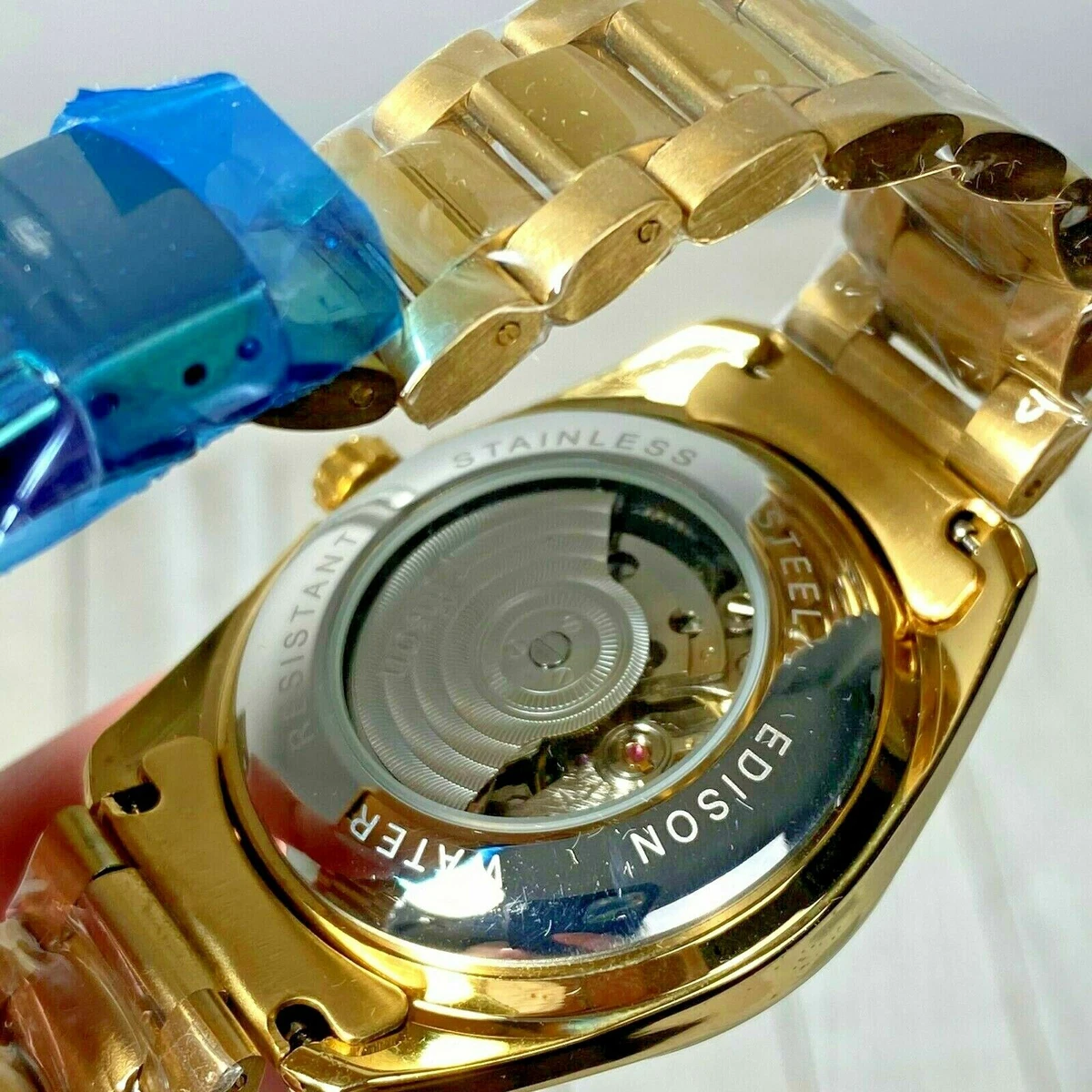 EDISON MOONPHASE STAINLESS GOLD AUTOMATIC WATCH NEW