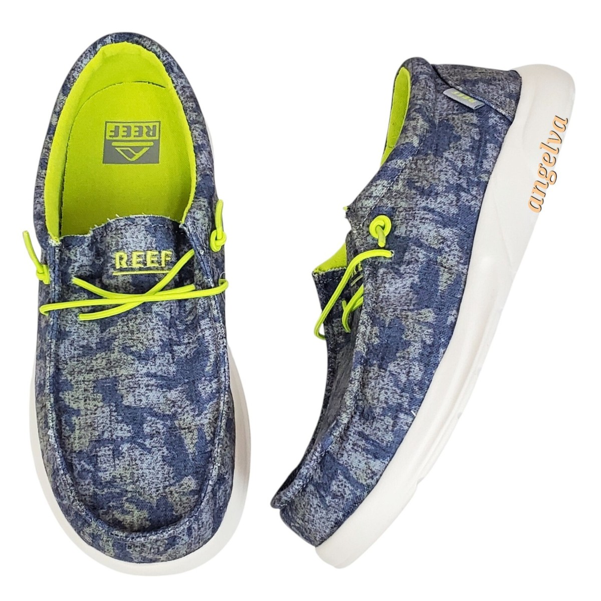 Reef kids boys cushion coast slip on shoes dark grey canvas