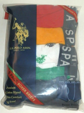 New Boys Medium 8-10 US Polo Assn. Boxer Briefs 5 Pack Cotton Blend Red Green