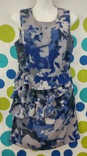 Love Forever 21 Medium Blue Peplum Ruffle Casual Career Sleeveless Dress
