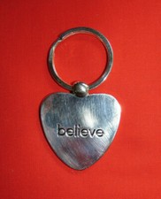 BELIEVE - HEART KEYRING SILVER TONE