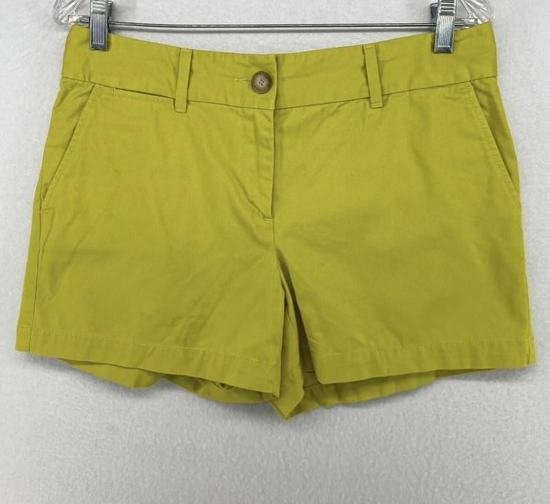 ANN TAYLOR LOFT 4" Shorts Flat Front Chino Chartreuse Yellow Women’s Size 6