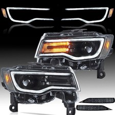 2vland Led Projector Headlights For 2014-22 Jeep Grand Cherokee Wanimation Drl 2vland Led Projector Headlights For 2014-22 Jeep Grand Cherokee Wanimation Drl