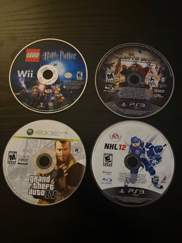 4 Game Disc Only Lot Wii PS3 Xbox 360 LEGO Harry Potter GTA IV Saints Row NHL