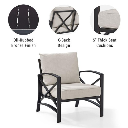 Crosley Furniture Kaplan Metal Patio Arm Chair in Oil Bronze and ...