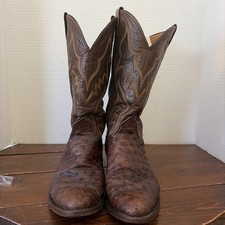 Nocona Boots full quill ostrich 9 1/2 D Brown  made in texas