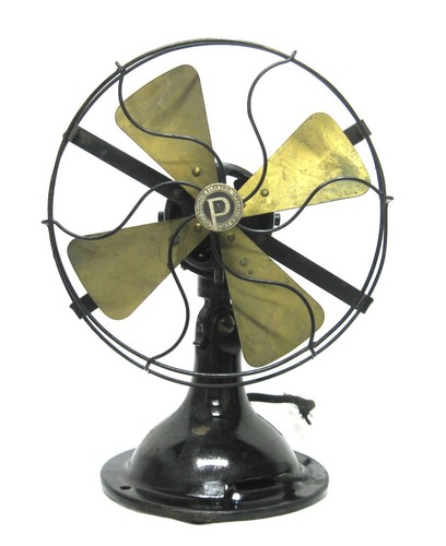 Antique Pittsburgh Specialties 8" Oscillating Electric Fan. A+ Cond. Runs. Brass