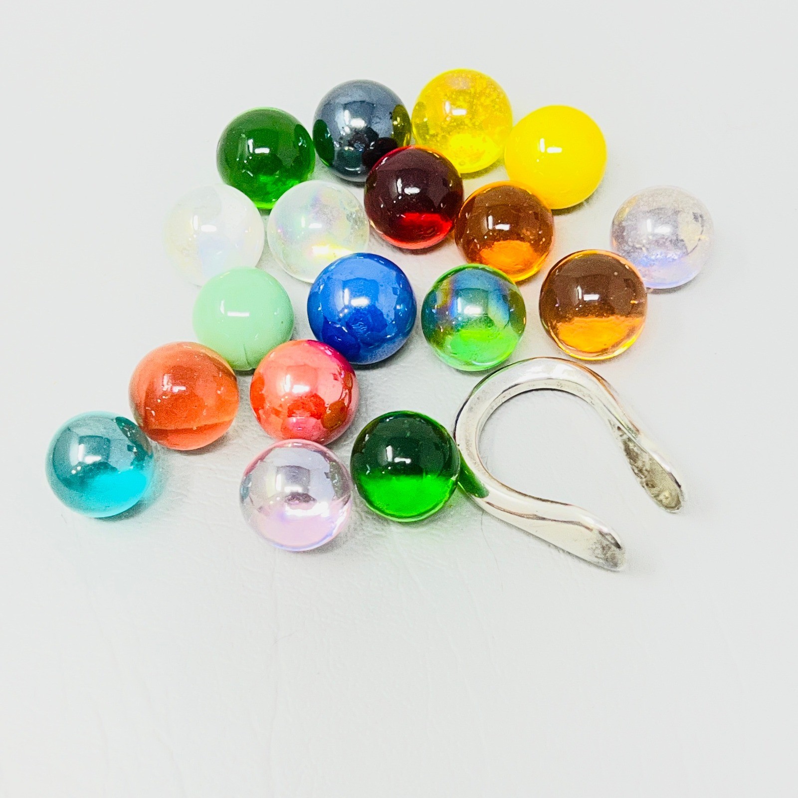 Interchangeable Marble Ring Set with 16 Glass Mar… - image 9