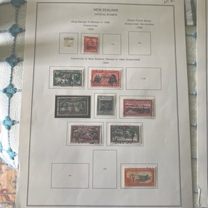 New Zealand Stamps  Lot1 , Page Of 1938 With 9, Lightly Canceled Official Stamps