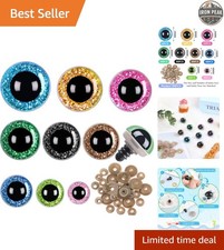 Large Colored Safety Eyes 180 Pcs with Washers for Amigurumi Craft Projects