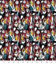 The Nightmare Before Christmas Sally Jack Print Cotton Fabric 1 yard