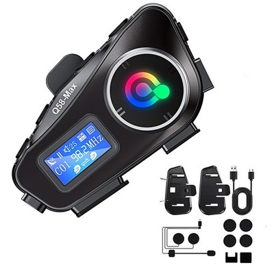 New 1000mAh Waterproof Bluetooth Headset Motorcycle Intercom Helmet LCD
