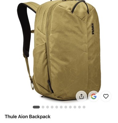 Thule Aion 40L Green Nylon Hiking Backpack, Water Resistant, Fits 15''
