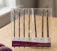 Knit Picks Caspian Regular Crochet Hook Set 7 Hooks Wood Laminated Multi-Color