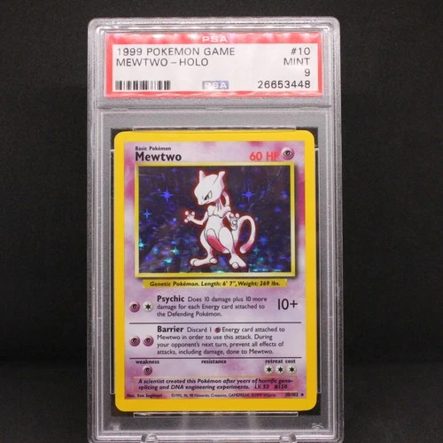 🔥 PSA 9 MINT MEWTWO HOLO RARE | BASE SET 10/102🔥