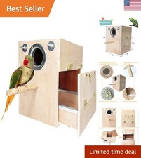 Parakeet Nesting Box Wooden Bird Breeding Nest Parrots Mating House Wood Bird Av
