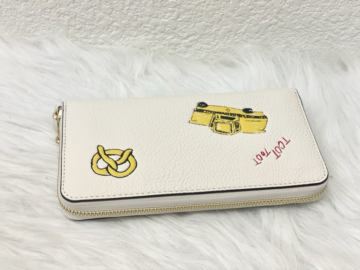 NWT Coach Long Zip Around Wallet With Sketch Print CAX11 Chalk