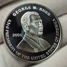 2001 George W. Bush & Albert Gore 1oz .999 Fine Silver Proof Round w/ Box Z-WDh