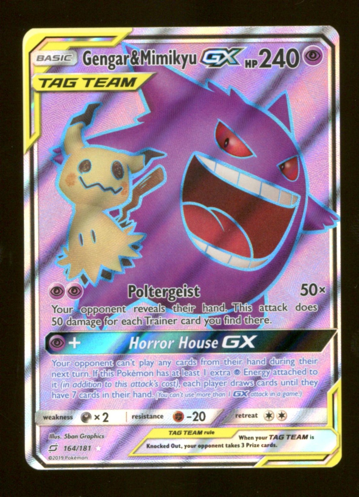 Pokemon Team Up Gengar & Mimikyu GX 164/181 NEAR MINT NM LIGHTLY PLAYED LP