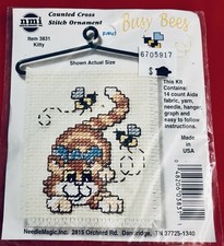 NeedleMagic Kitty Counted Cross Stitch Kit  3831 Mini w/ Hanger 2   x3  