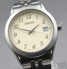 New Batt Exc    SEIKO 7N42-9100 Cream Dial Qz 38mm Men "No Custom Fee USA"