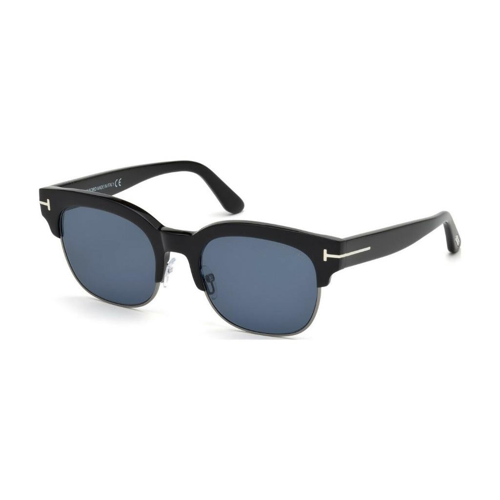 NEW Tom Ford Harry-02 FT0597 01V Black &Silver Sonnenbrille Sunglasses Blue Lens