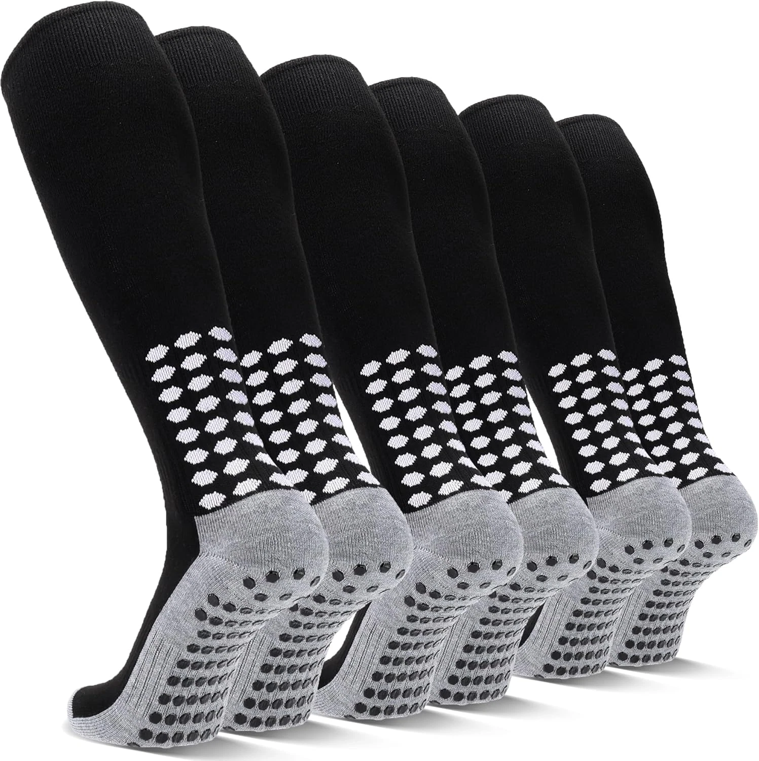 3 Pairs Grip Soccer Socks Men Cushioned Non Slip Football Basketball Sports Sock