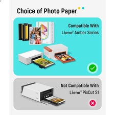 Amber M100/M200/M110/M210 4x6" Photo Printer 80 Sheets Photo Paper 2 Ink Ca...
