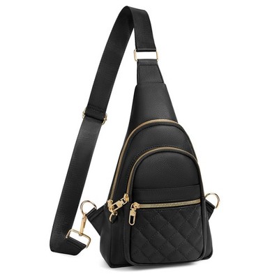 Women Anti-theft Crossbody Sling Bag, Leather Chest Bag Sling Backpack for Fa...
