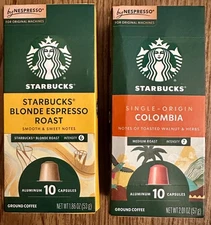 New! Starbucks by Nespresso Coffee Capsules: Blonde Espresso + Colombia