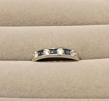 9ct White Gold Sapphire & Cubic Zirconia Eternity Ring