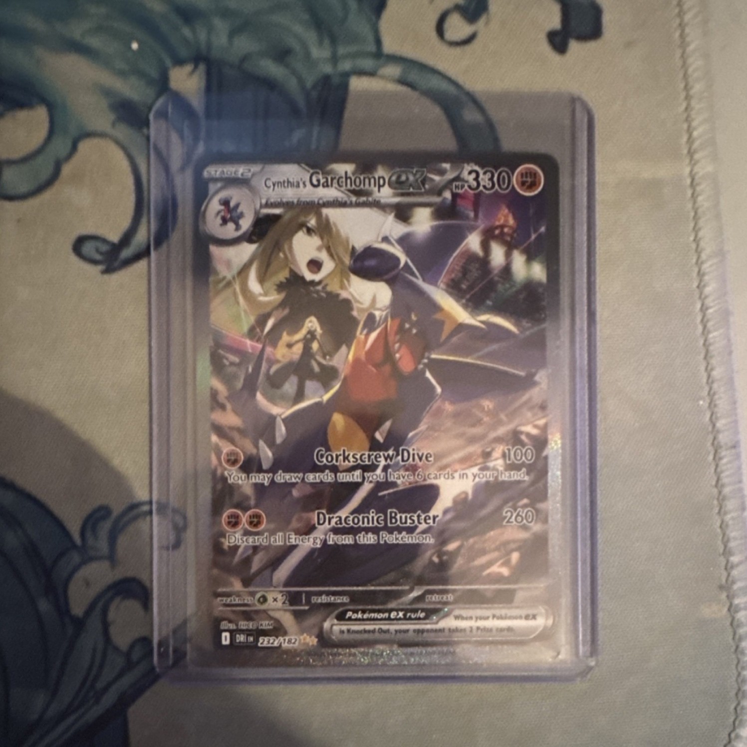 Pokémon Cynthia's Garchomp EX Full Art Foil Card 232/182 330 HP Dragon Stage 2