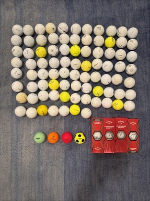 Golf Balls 100-Pack Assorted, 84 Random Balls, 4 New Colored Balls, 12 New Balls